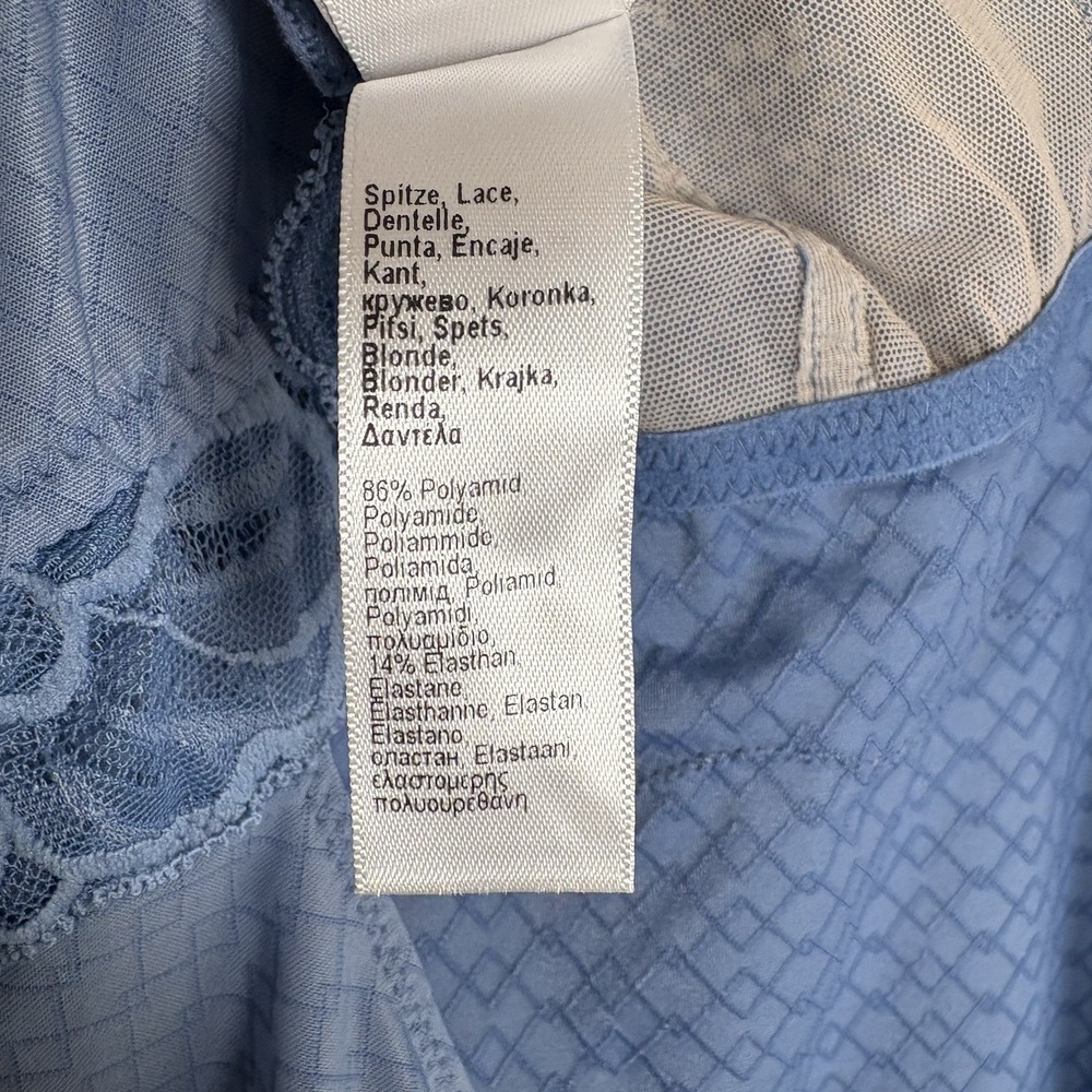 Hanro Marilyn Bodysuit Lace Trim Open-Back M Dusty Blue Coquette Lux Intimates - Picture 12 of 14